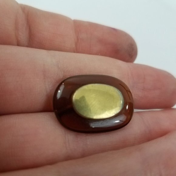 Amber Faux Gold Tone Clip On Earrings Screw Back T - Picture 4 of 8